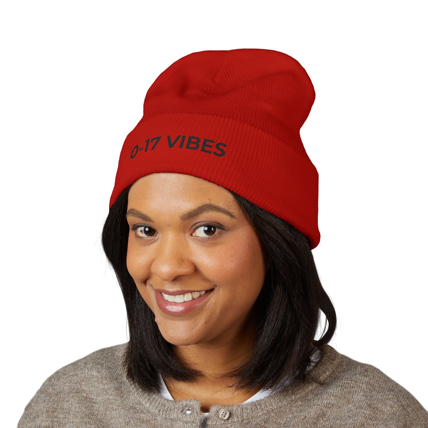 0-17 Vibes Beanie | Funny Embarrassed Football Fan Winter Hat